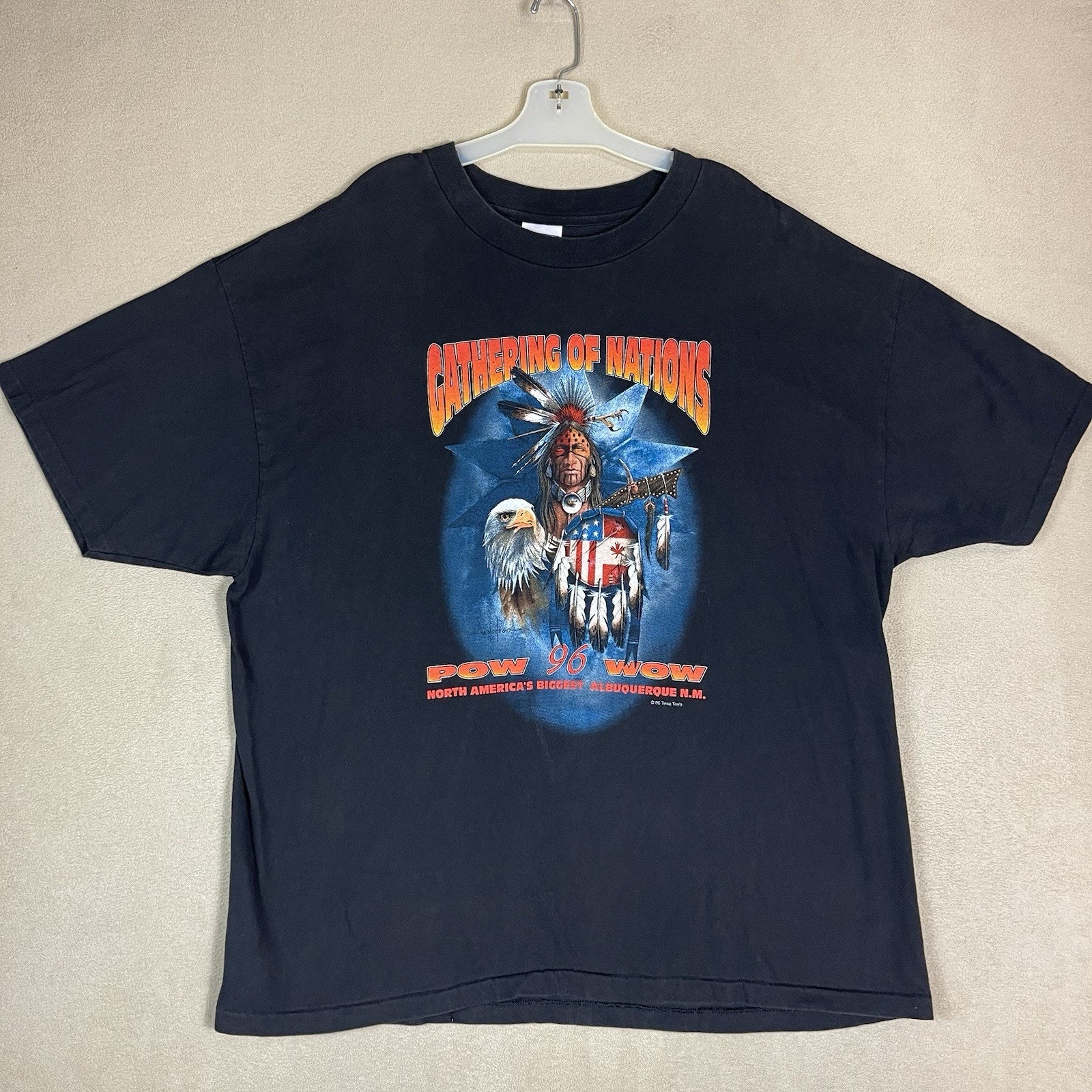Gathering Of Nation T Shirt Mens Xxl Black Vintage 1996 Pow Wow Albuquerque Nm